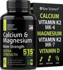 Calcium Magnesium Supplement Bone Strength Supplements with Vitamin D & K2 Plant Based Calcium Pills for Women and Men Magnesium Calcium Suppleme
